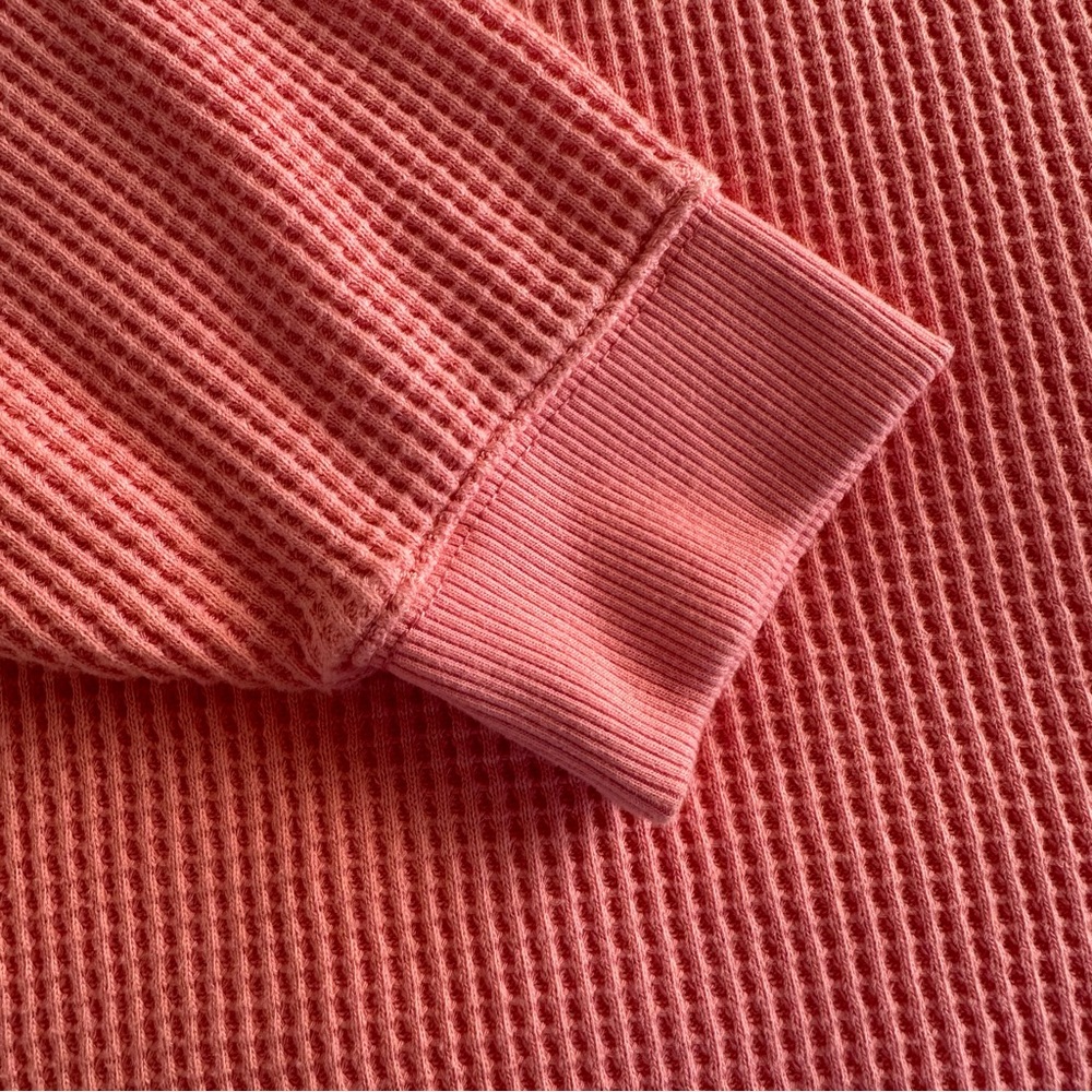 Aerie Pink Waffle Knit Thermal Top Long Sleeve Crewneck Relaxed Fit XXL - Picture 7 of 10